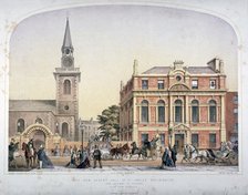 St James's Church, Piccadilly and the new vestry hall, London, c1856.                                Artist: Robert Dudley