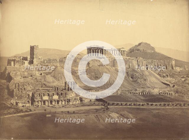 Acropolis, general view from the Hill of Philopappus, southwest, 1865. Creator: Philippos Margaritis.
