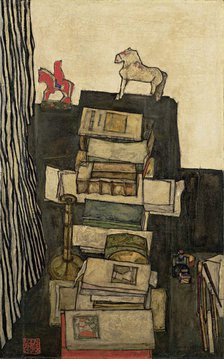 Still Life with Books (Schiele's Desk), 1914. Artist: Schiele, Egon (1890–1918)