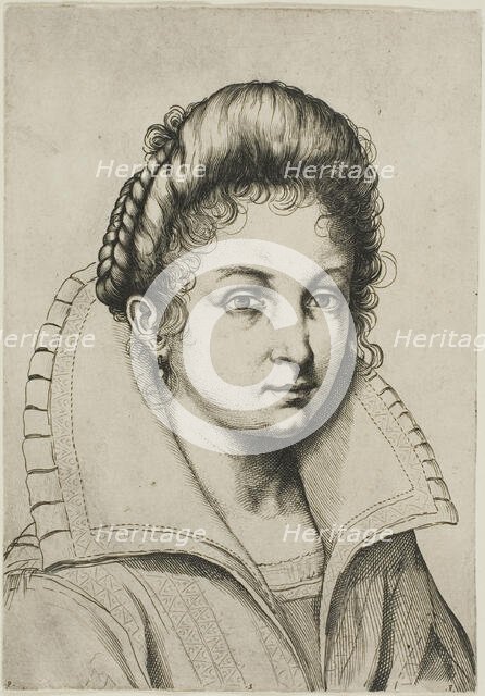 Portrait Bust of a Woman with a Large Collar, from Perfect School to Learn How..., n.d. Creator: Luca Ciamberlano.