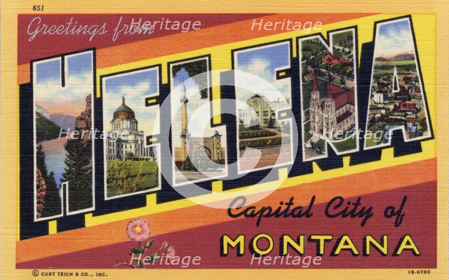 'Greetings from Helena, Capital City of Montana', postcard, 1941. Artist: Unknown