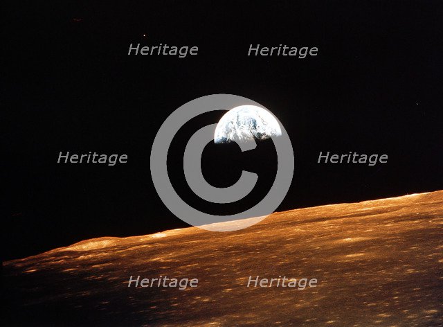 View of Earth from Apollo 10 orbiting the Moon, 1969. Artist: Unknown