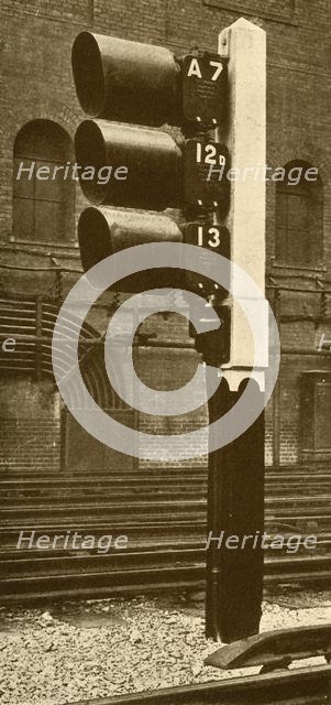 'Electric Lamp Signals, with Shades for Day Use, at Baker Street Station, Metropolitan Railway', 193 Creator: Unknown.
