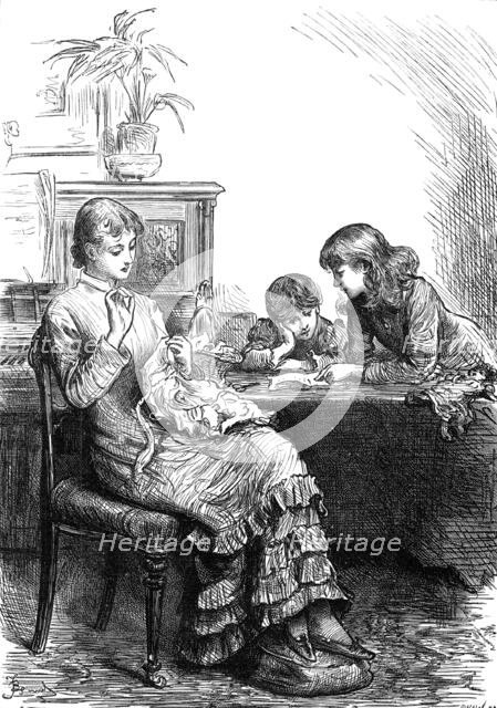 "She had made her sisters' pinafores when they were younger...", 1880. Creator: Joseph Swain.