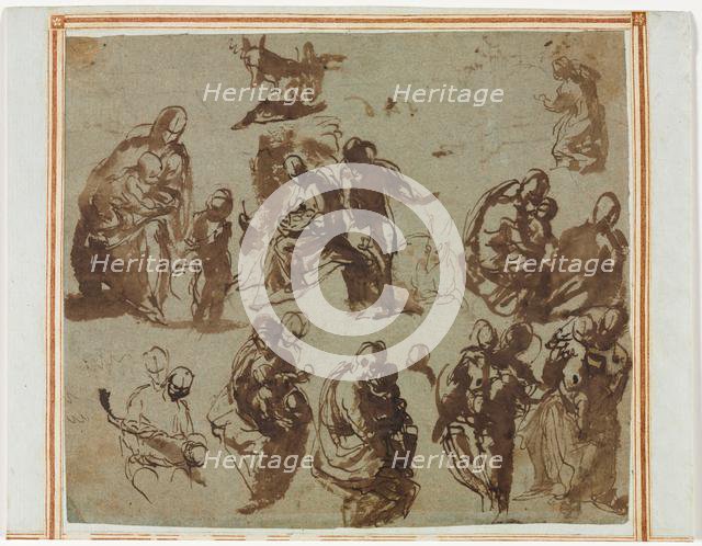 Various Sketches of the Madonna and Child, c. 1580. Creator: Paolo Veronese (Italian, 1528-1588).