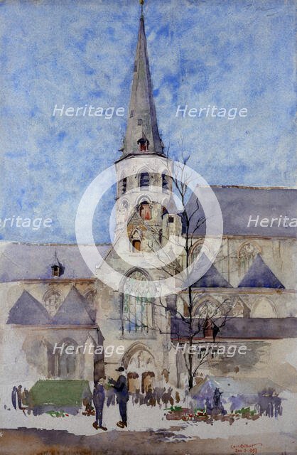 A Market Day (Church of St. Jacques, Ghent, Belgium), 1897. Creator: Cass Gilbert.
