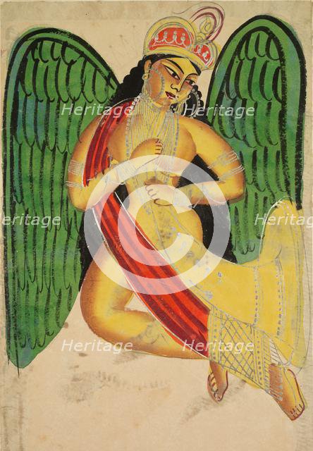 Winged Apsara with a Horn, 1800s. Creator: Unknown.