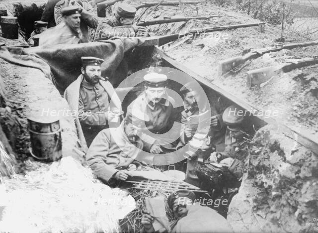A quiet moment in German trenches, between 1914 and c1915. Creator: Bain News Service.