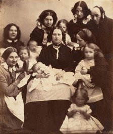 Mr. and Mrs. R. B. Tennent, Mrs. E. H. Yates, Mrs. Brandram, their Children and Three Nurses, 1850s. Creator: Unknown.