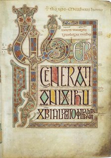 The Lindisfarne Gospels, 715-721.  Creator: Eadfrith, (Bishop of Lindisfarne) (?-721).