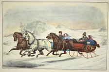 The Sleigh Race, pub. 1859, Currier & Ives (Colour Lithograph)