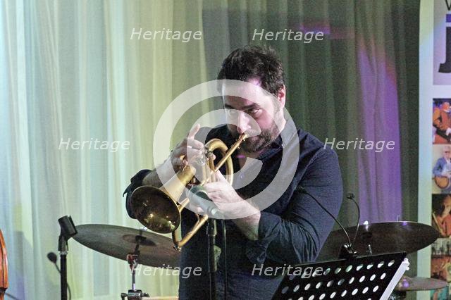 Percy Pursglove, Sara Colman Band, Watermill Jazz Club, Dorking, Surrey, 28 Jan 2020. Creator: Brian O'Connor.