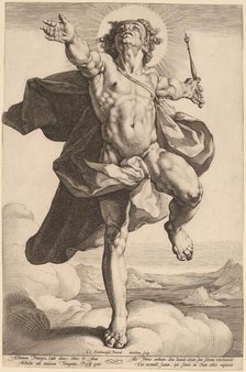 Apollo as Sol, c.1591. Creator: Jacob Matham.