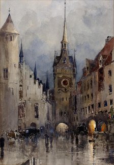 Street Scene in Munich, 1880. Creator: Ross Turner.