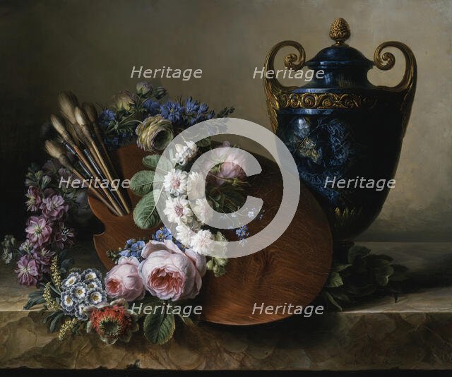 Still life. An Homage to Van Spaendonck, between c1780 and c1790. Creator: Marquise de Grollier.