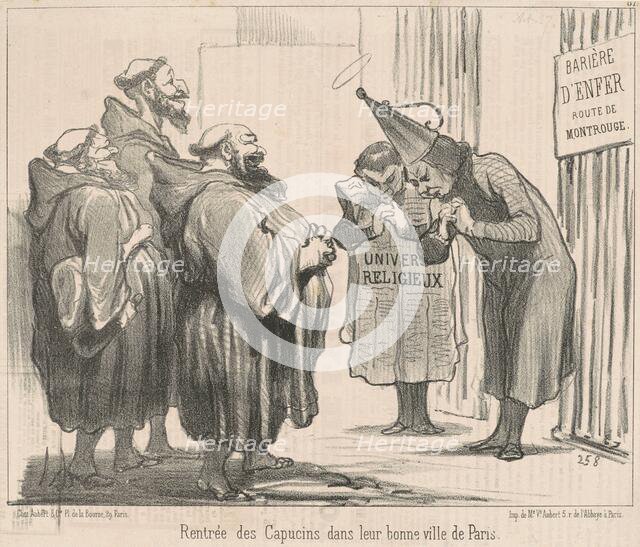 Rentrée des Capucins dans ... Paris, 19th century. Creator: Honore Daumier.
