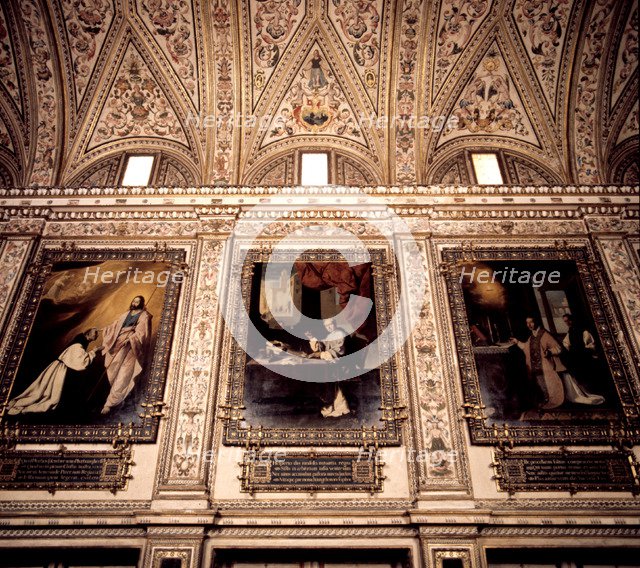 Sacristy of the Monastery of Guadalupe decorated with Paintings by Francisco de Zurbarán.