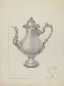 Silver Coffee Pot, c. 1937. Creator: Ernest A Towers Jr.