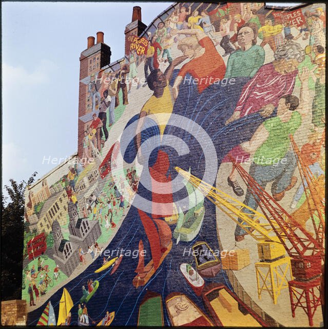 People's River Mural, Creek Road, Greenwich, Greater London Authority, 1975-1985. Creator: Leonard Robin Mattock.