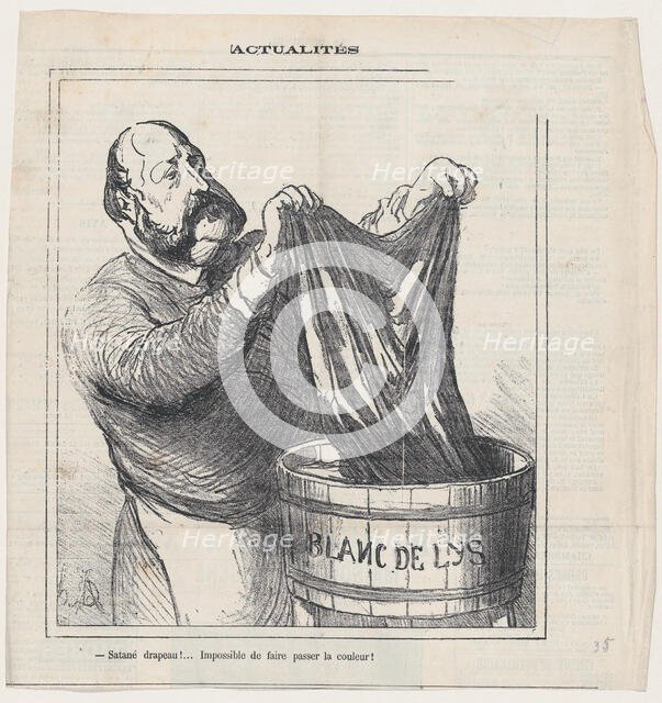 Satané drapeau!...Impossible de faire passer le couleur!, 1872.  Creator: Honore Daumier.