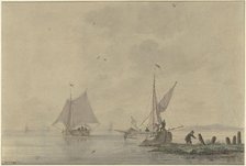 Quiet inland waterway with mooring boat, 1758-1815. Creator: Nicolaas Wicart.
