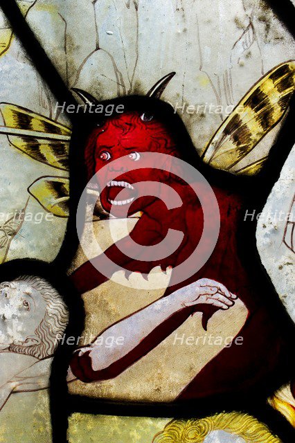 Devil, stained glass, Church of St Mary Magdalene, Rowington Close, Paddington, London, c2012. Artist: James O Davies.