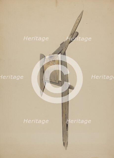 Wooden Plow, c. 1940. Creator: Orville Skaren.