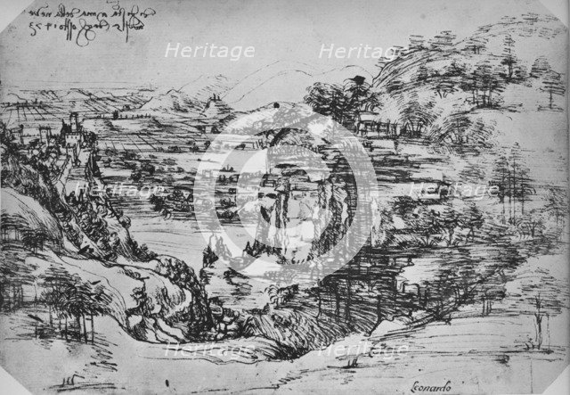 'Landscape', c1480 (1945). Artist: Leonardo da Vinci.