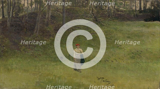 Woman in a meadow, 1910-1915. Creator: Il'ya Repin.