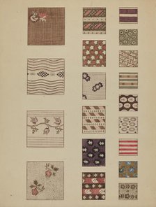 Textiles from Quilt, c. 1936. Creator: Millia Davenport.