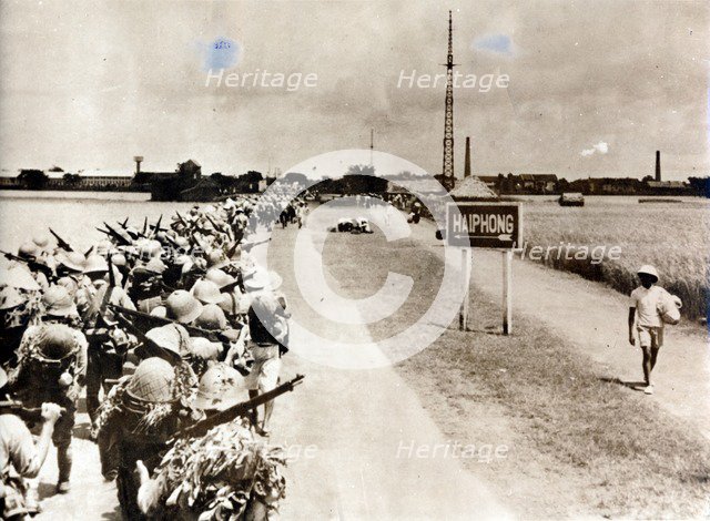 Japanese troops at Haiphong, French Indochina, World War II, 1940. Artist: Unknown