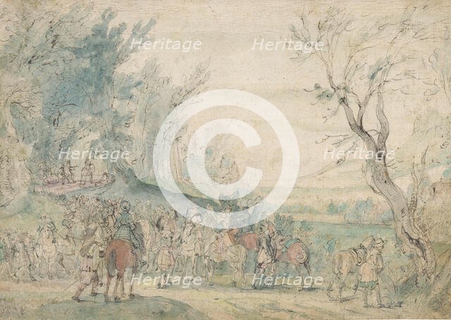 Armed horsemen at a forest edge, 1615-1635. Creator: Master of the Hermitage Sketchbook.