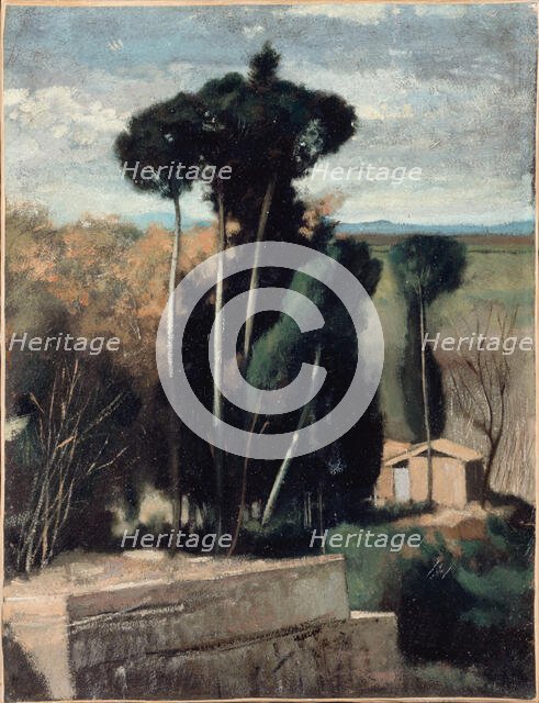 Paysage d'Italie. Pins parasols, c.1859 — 1860. Creator: Jean Jacques Henner.