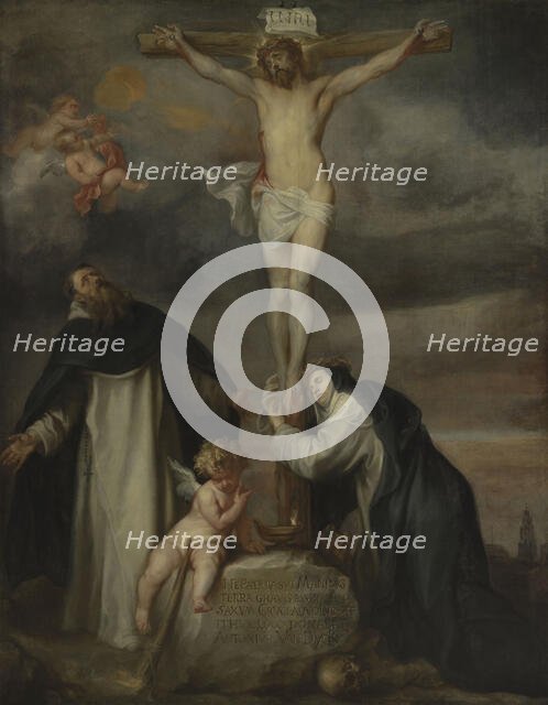 Christ on the Cross with Saint Catherine of Siena, Saint Dominic and an Angel, 1622-1627. Creator: Dyck, Sir Anthony van (1599-1641).