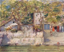 'On the River Steps at Agra', 1905. Artist: Mortimer Luddington Menpes.
