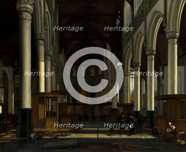 The Interior of the Oude Kerk, Amsterdam, c. 1660. Creator: Emanuel de Witte.
