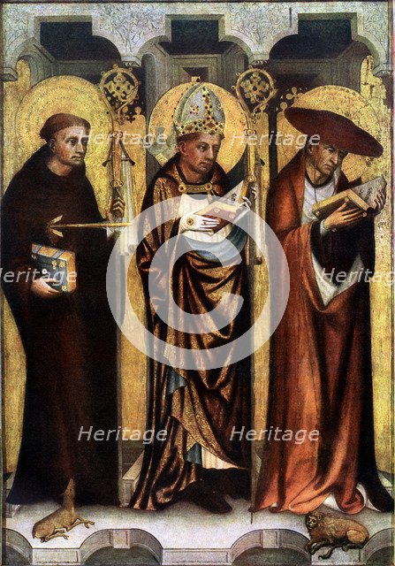 'St Giles, St Gregory, and St Jerome', c1380 (1955). Creator: Master of the Trebon Altarpiece.