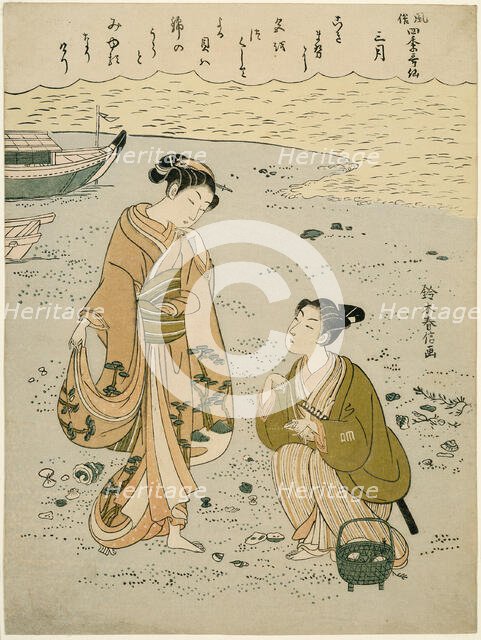 The Third Month (Sangatsu), from the series "Popular Versions of Immortal Poets in Four..., c. 1768. Creator: Suzuki Harunobu.