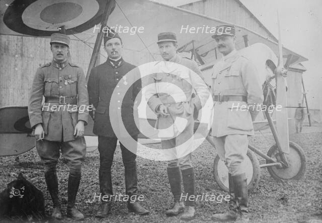Elliott Cowdin, Lt. Delage, Capt. Thenault, Wm. Thaw, between c1915 and c1920. Creator: Bain News Service.