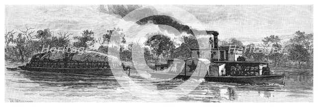Wool barge on the River Darling, Australia, 1886. Artist: Unknown