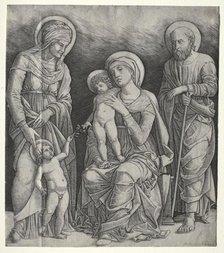 Holy Family with St. Elizabeth and the Infant St. John the Baptist, c. 1500. Creator: Giovanni Antonio da Brescia (Italian).