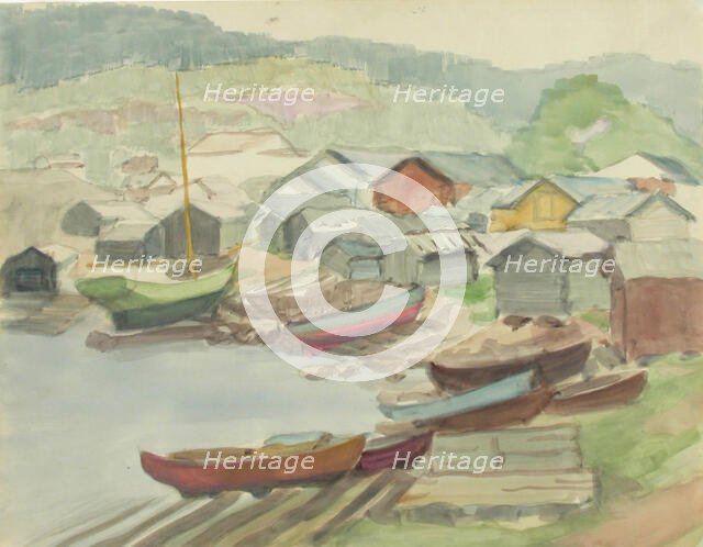 Fishing village in Suursaari, 1933. Creator: Evert Roos.