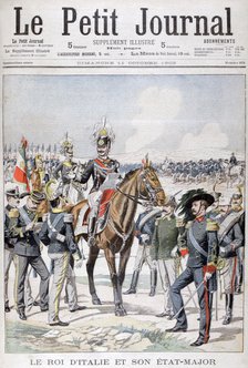 Victor Emmanuel III, king of Italy and his state-major, 1903. Artist: Unknown