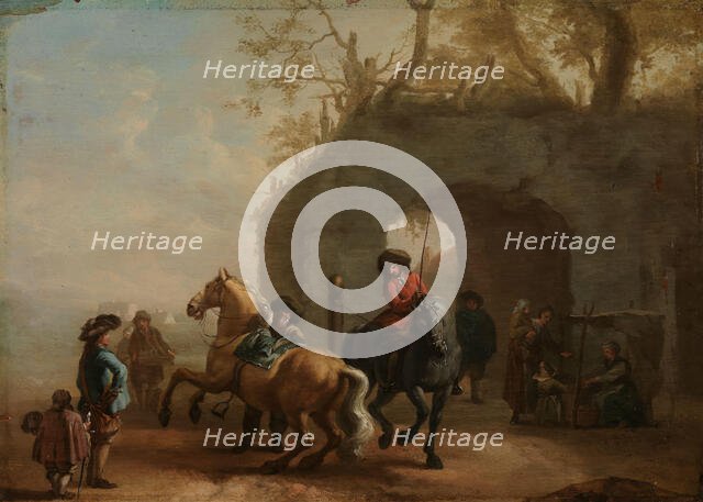 Riding school, copy after Philips Wouvermans, Mid 17th century. Creator: Unknown.