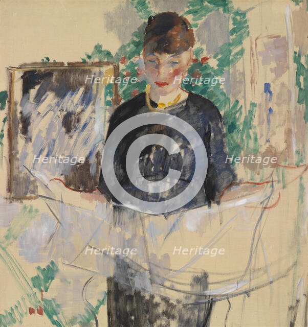 Woman in Black Reading a Newspaper, 1912. Creator: Rik Wouters.