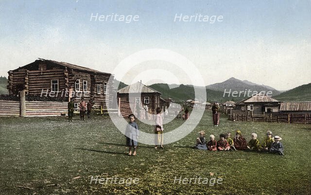 Street in the Village of Chyorny Anuy; Russian Children, 1911-1913. Creator: Sergei Ivanovich Borisov.
