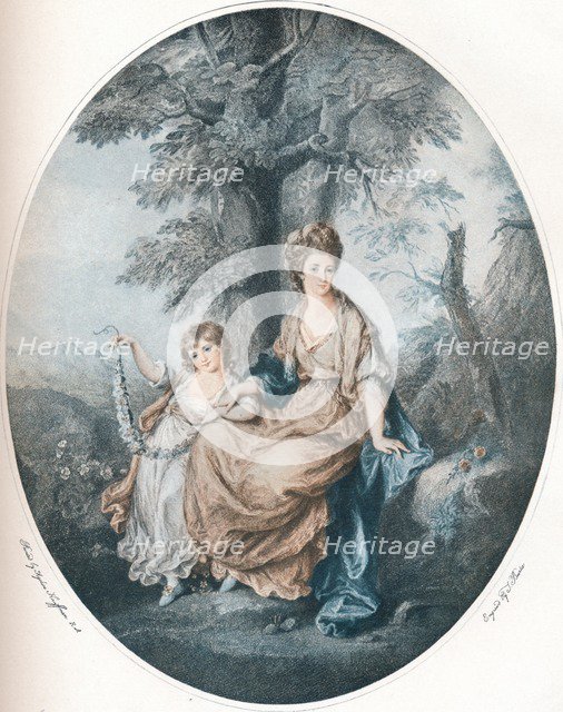 Lady Rushout and her Daughter, 1784, (1902). Artist: Thomas Burke