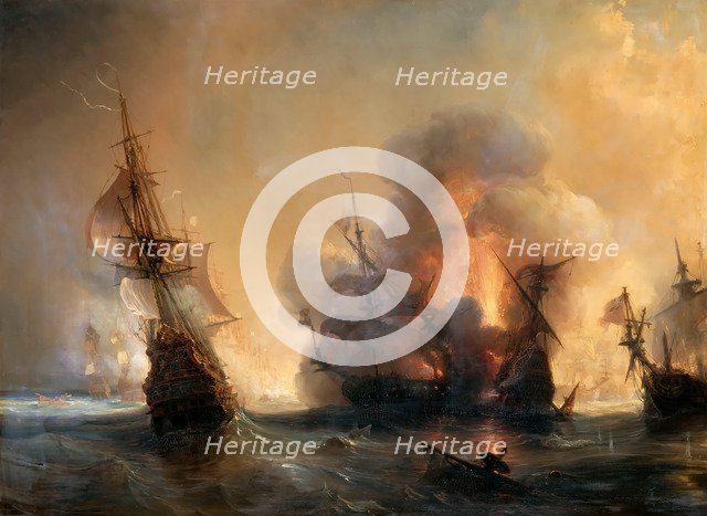 The Naval Battle of Lagos on 27 June 1693. Artist: Gudin, Théodore (1802-1880)