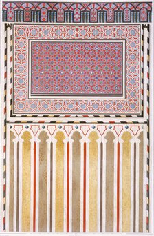 Cairo: Decoration of the El Bordeyny Mosque: geometric patterns of the mosaic of the Mihrab, pub. 18 Creator: Emile Prisse d'Avennes (1807-79).