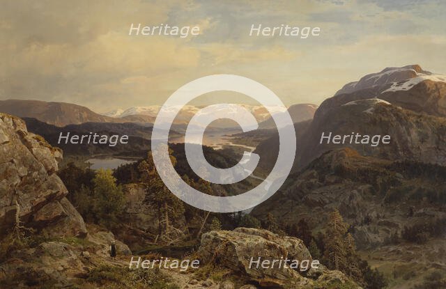 Evening in the Norwegian Mountains, 1869. Creator: Morten Müller.